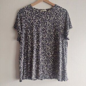Marine Layer Swing Tee L Gray Floral Soft Cotton Casual T-Shirt Top